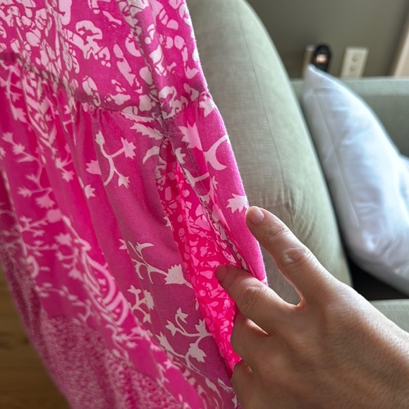 Pink and White Patterned Dress Only Necessities Medium - Picture 4 of 5